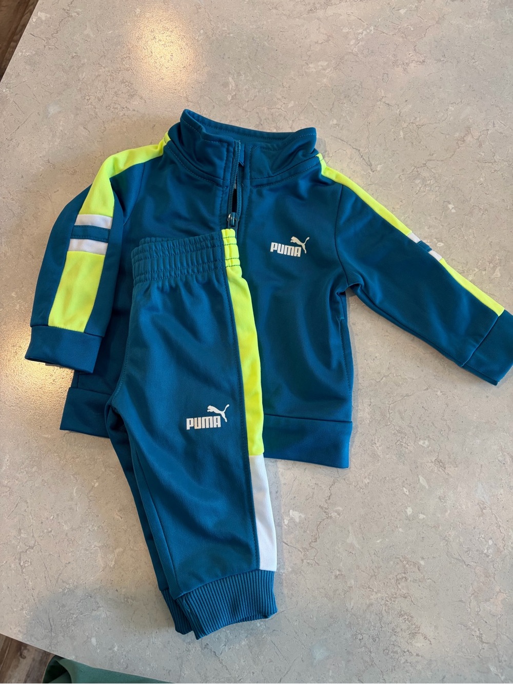 Puma Teal & Neon Yellow Track Jacket and Pants Set